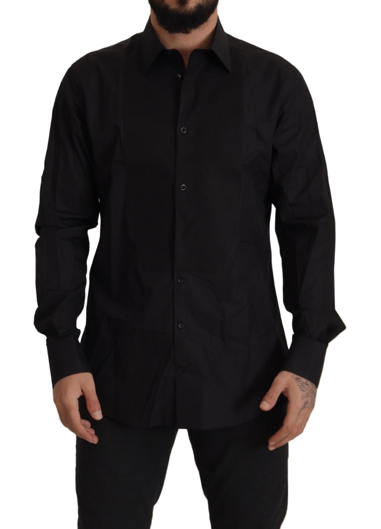 Elegantes schwarzes Smokinghemd – Slim Fit