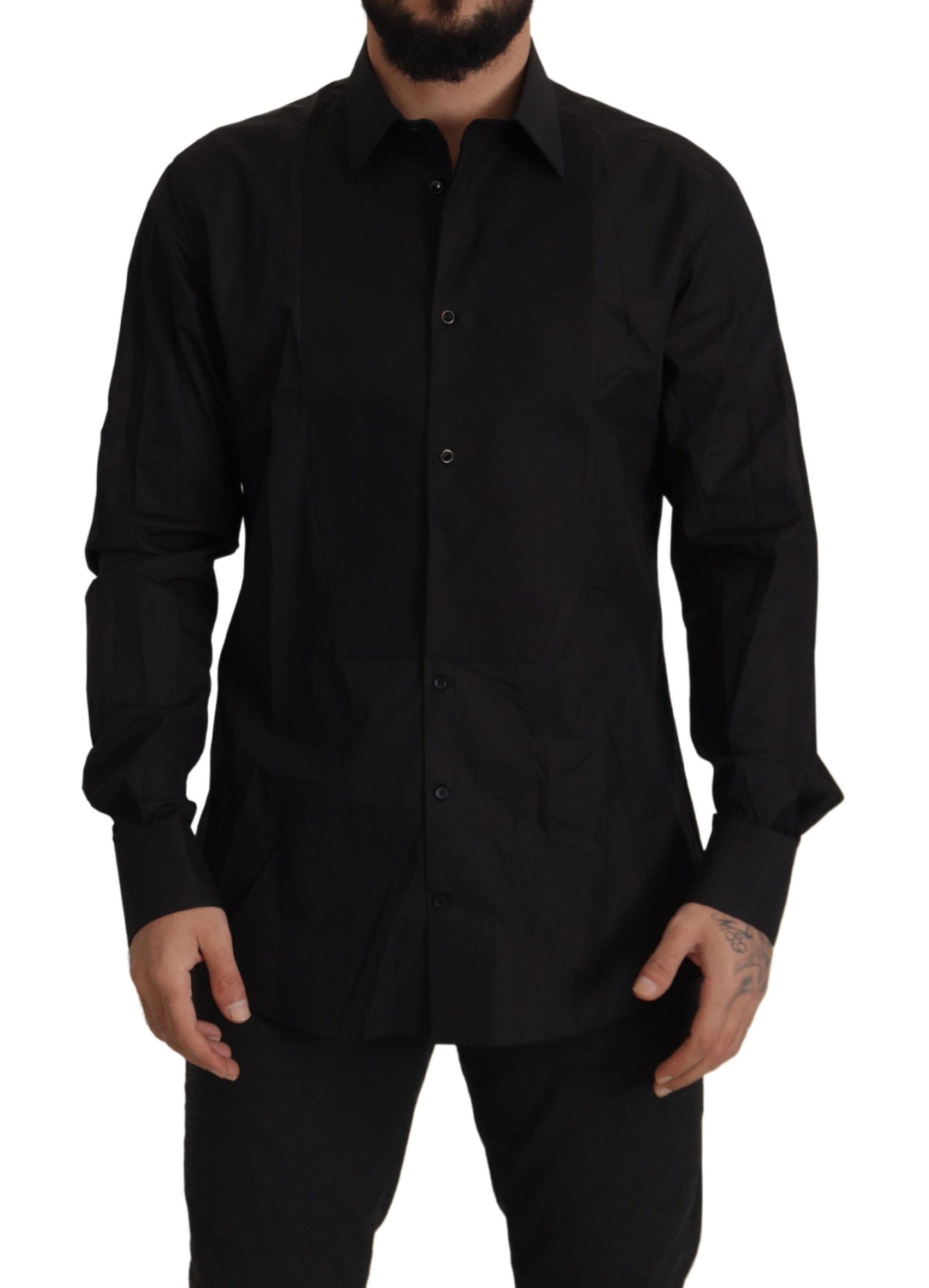 Elegantes schwarzes Smokinghemd – Slim Fit