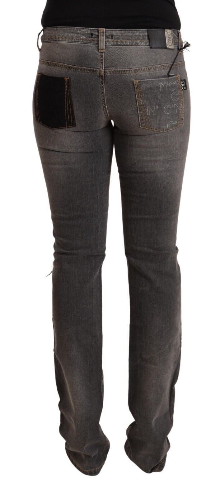 Schicker Skinny-Jeansstoff in Grau mit niedriger Taille