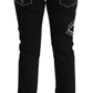 Embellished Black Mid-Waist Denim