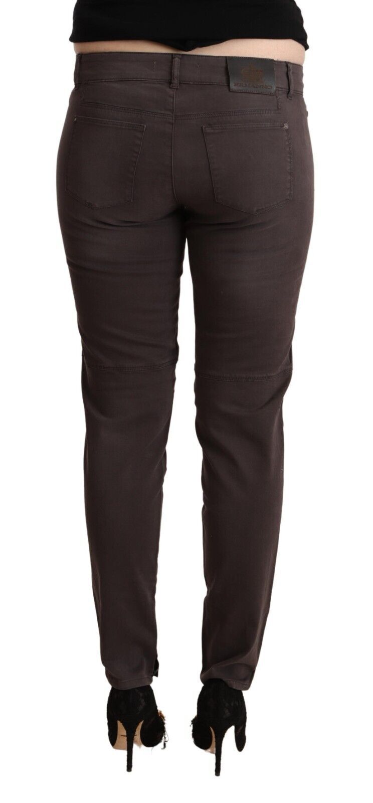 Schicke braune Skinny-Hose mit niedriger Taille
