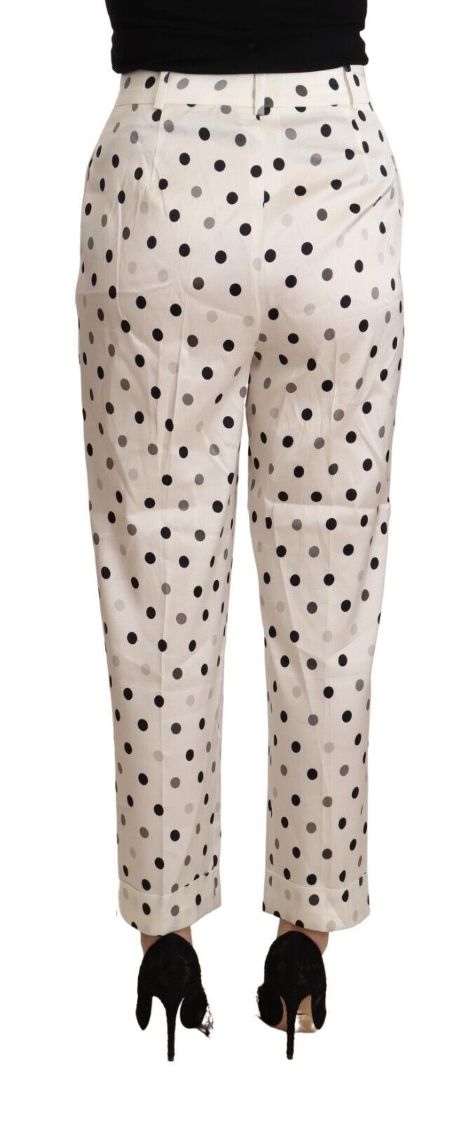Schicke, hoch taillierte, gepunktete Karottenhose
