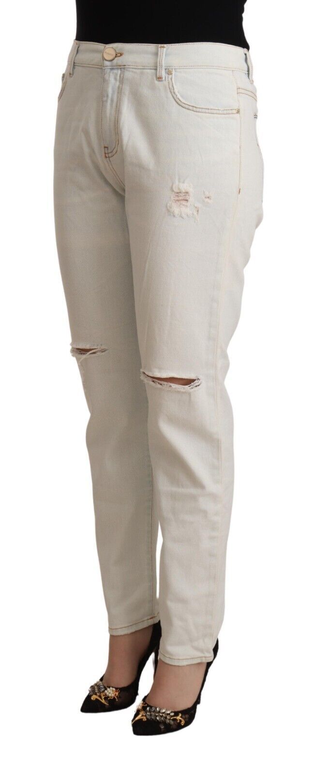 Jeans skinny bianchi a vita media