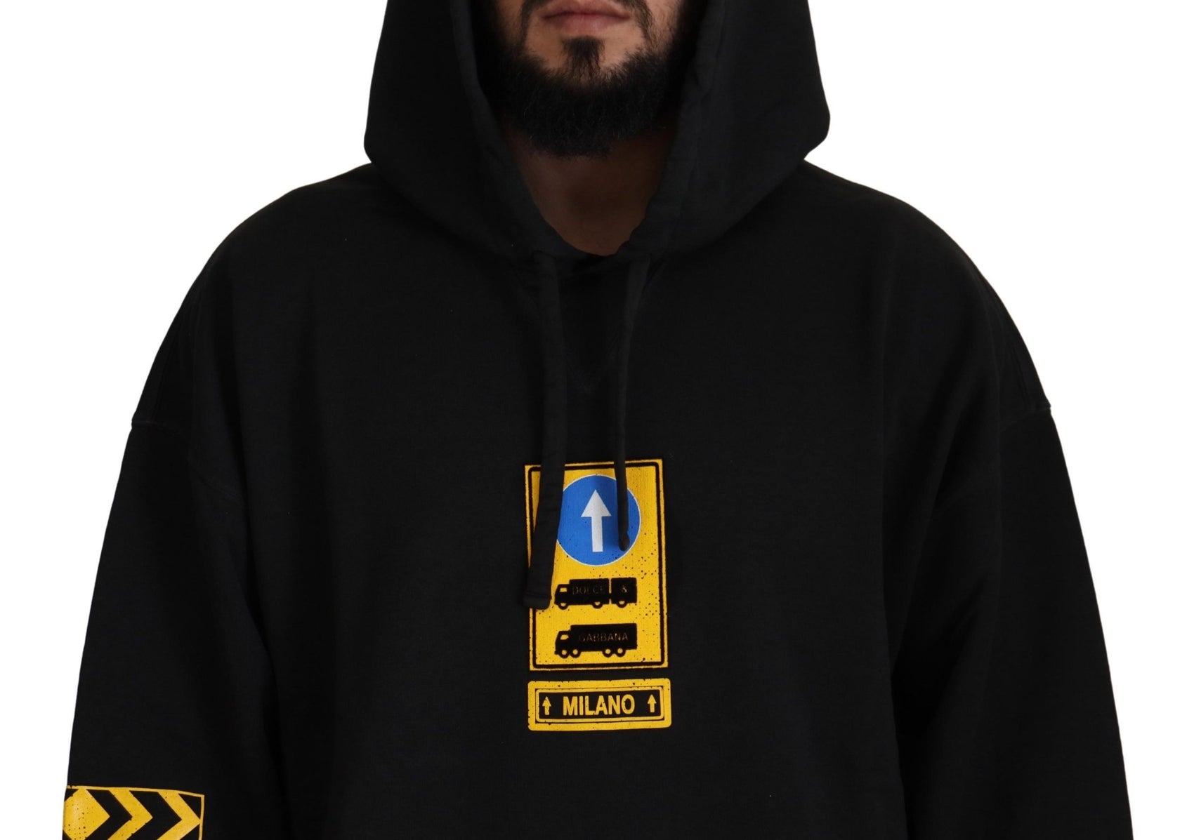 Eleganter schwarzer Kapuzenpullover aus Baumwolle