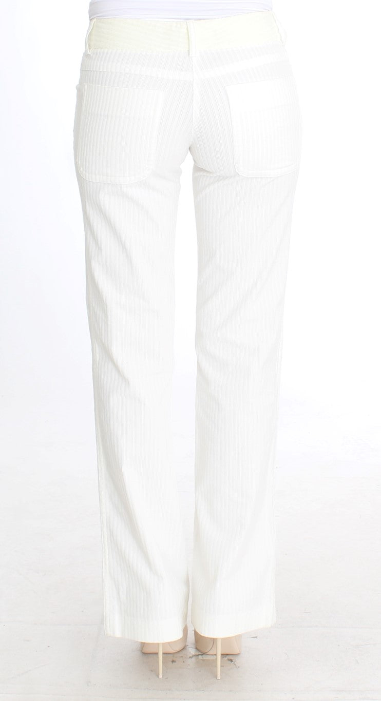 Schicke weiß gestreifte Straight Fit Hose
