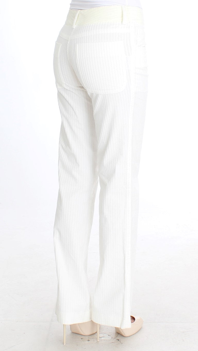 Schicke weiß gestreifte Straight Fit Hose