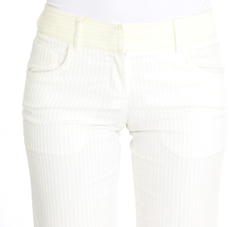 Schicke weiß gestreifte Straight Fit Hose