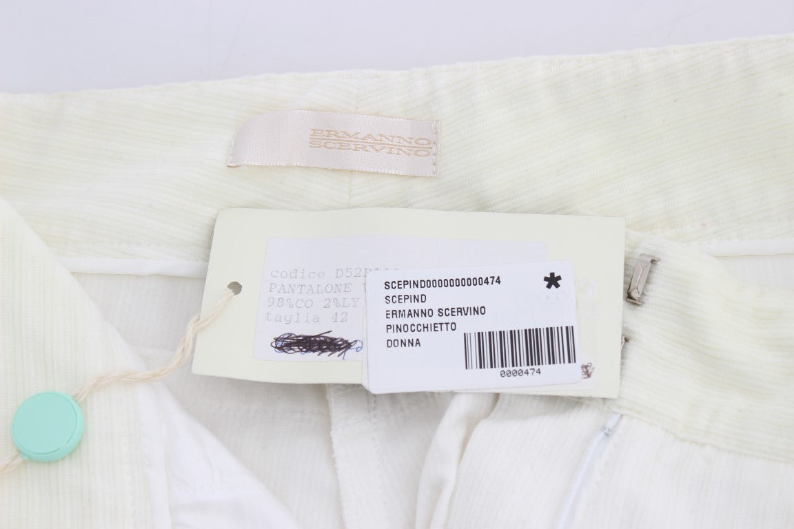 Schicke weiß gestreifte Straight Fit Hose