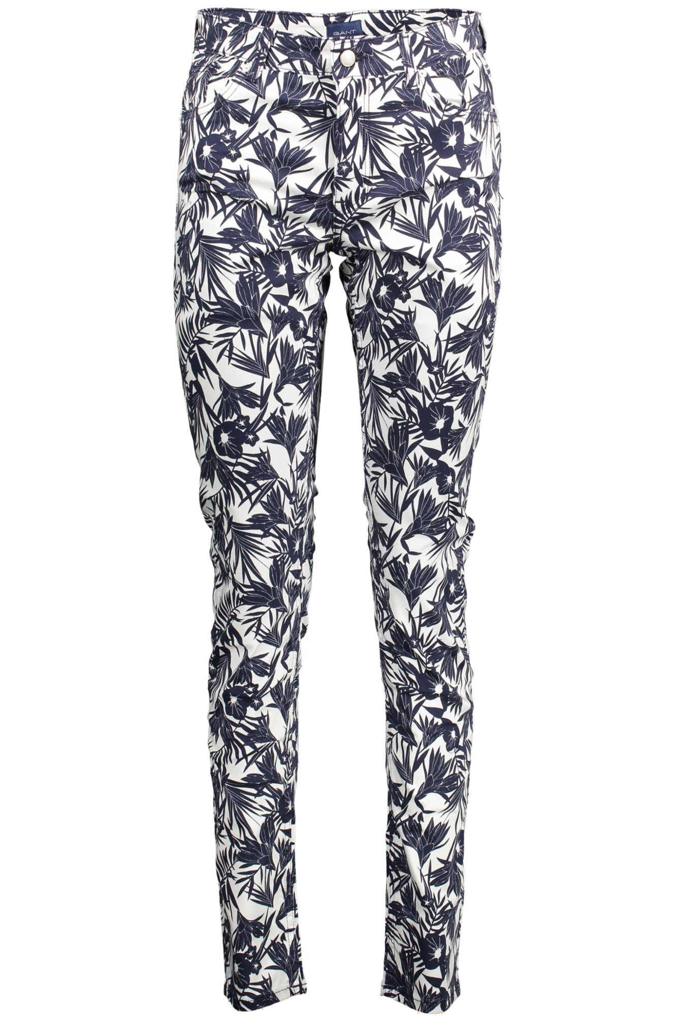 Blue Cotton Women Slim Trouser