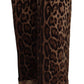 Pantaloni a vita alta con stampa leopardata jacquard