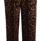 Pantaloni a vita alta con stampa leopardata jacquard