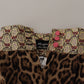 Pantaloni a vita alta con stampa leopardata jacquard