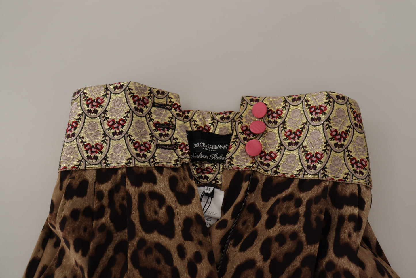 Pantaloni a vita alta con stampa leopardata jacquard