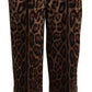 Pantaloni a vita alta con stampa leopardata jacquard