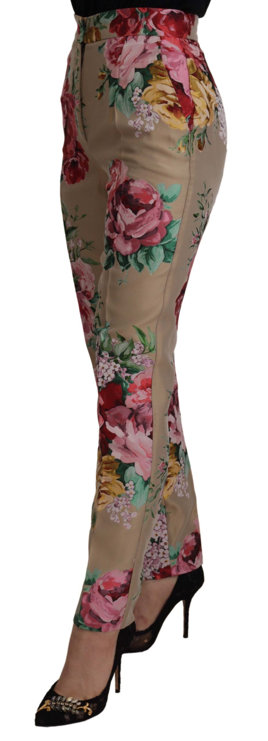Pantaloni eleganti a vita alta con motivo floreale