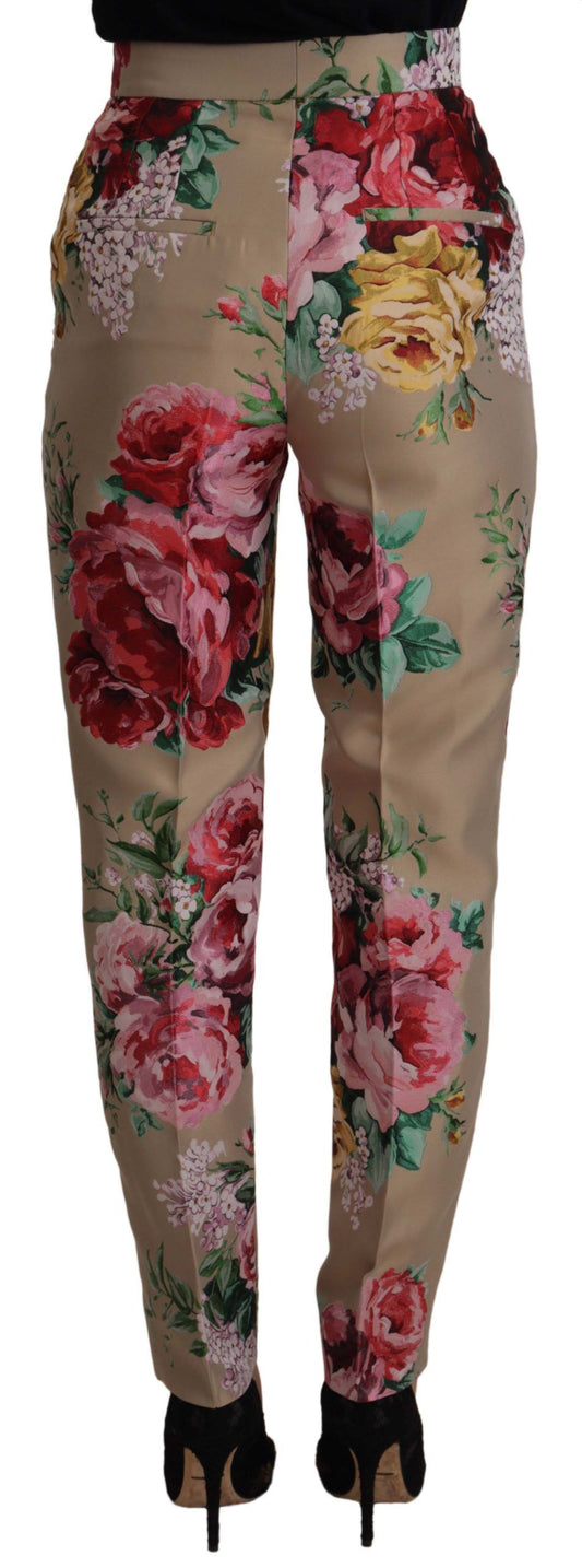 Pantaloni eleganti a vita alta con motivo floreale