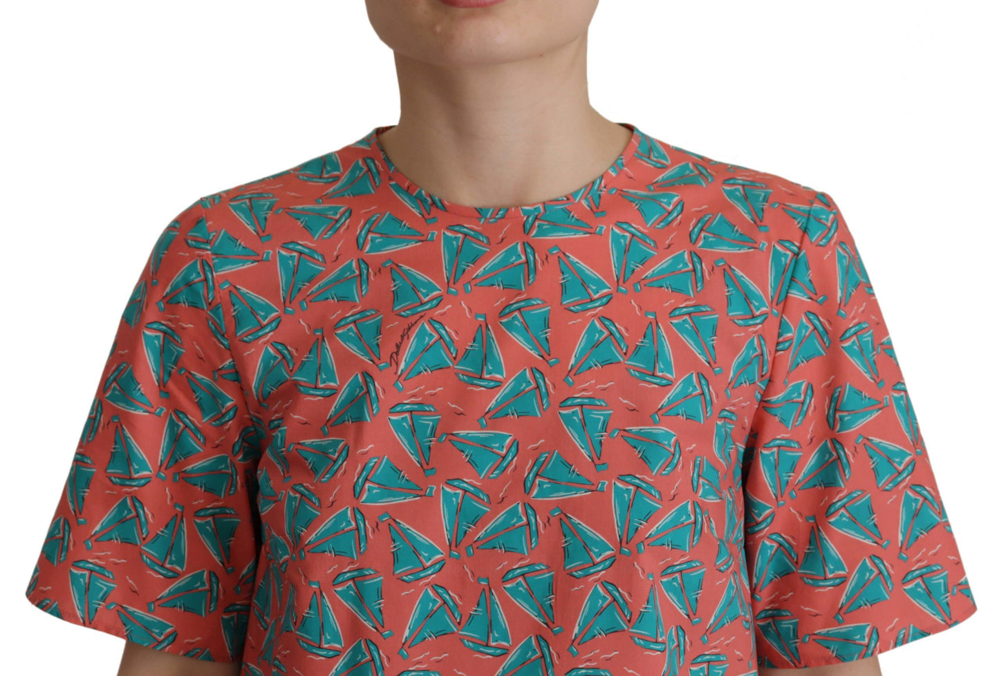 Schickes rosa Baumwolltop mit Segelboot-Print