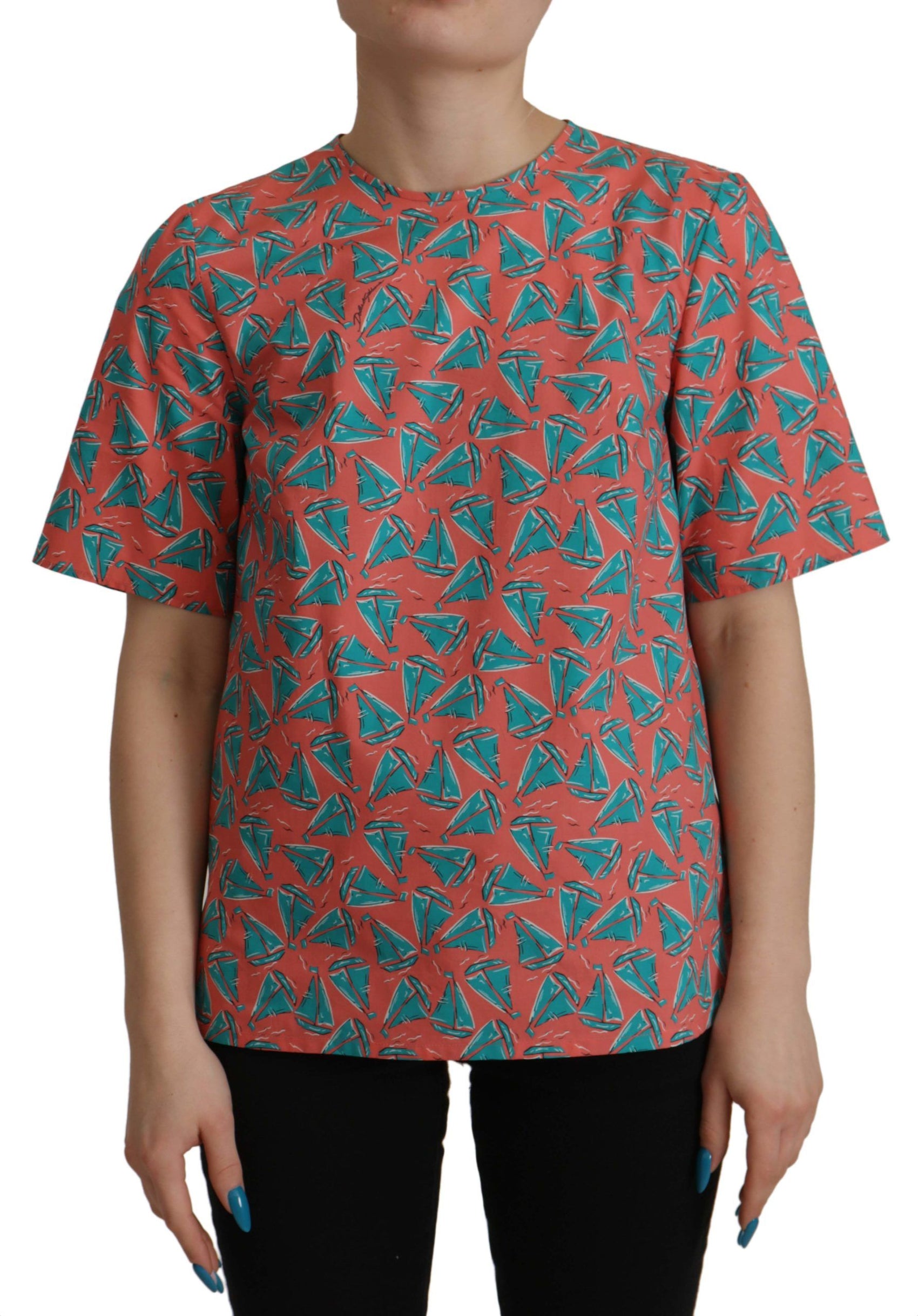 Schickes rosa Baumwolltop mit Segelboot-Print