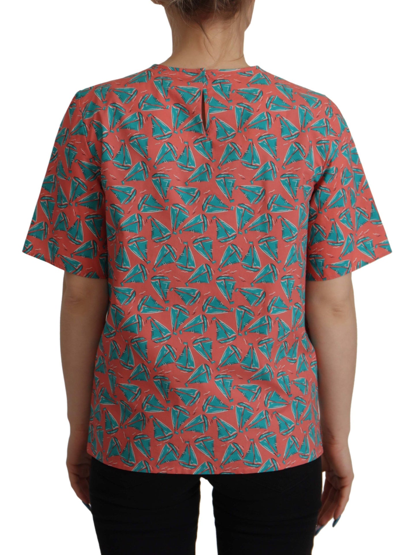 Schickes rosa Baumwolltop mit Segelboot-Print