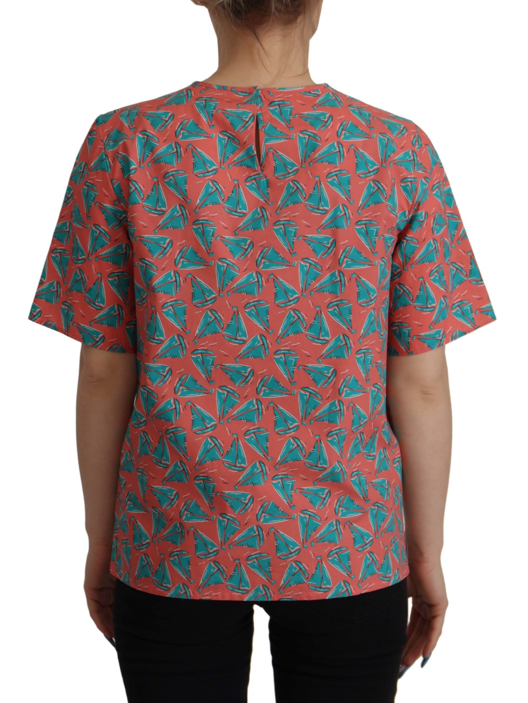 Schickes rosa Baumwolltop mit Segelboot-Print