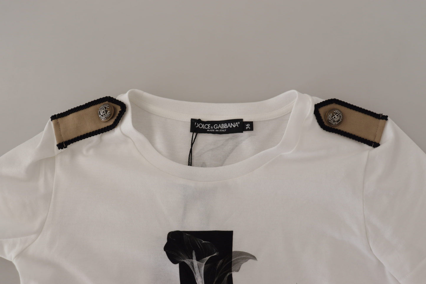 Elegantes Baumwoll-T-Shirt mit Rundhalsausschnitt und Blumenmuster