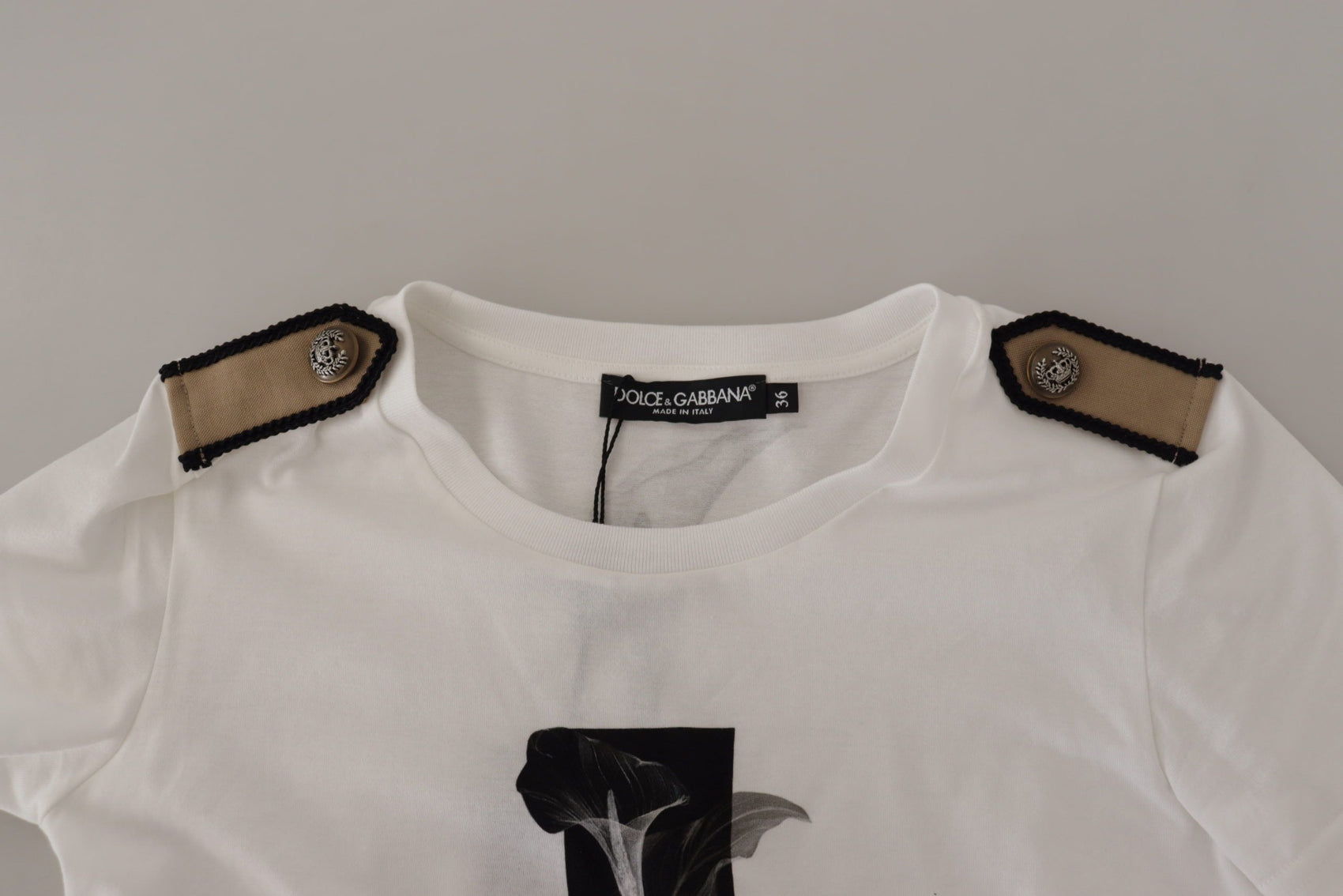 Elegantes Baumwoll-T-Shirt mit Rundhalsausschnitt und Blumenmuster