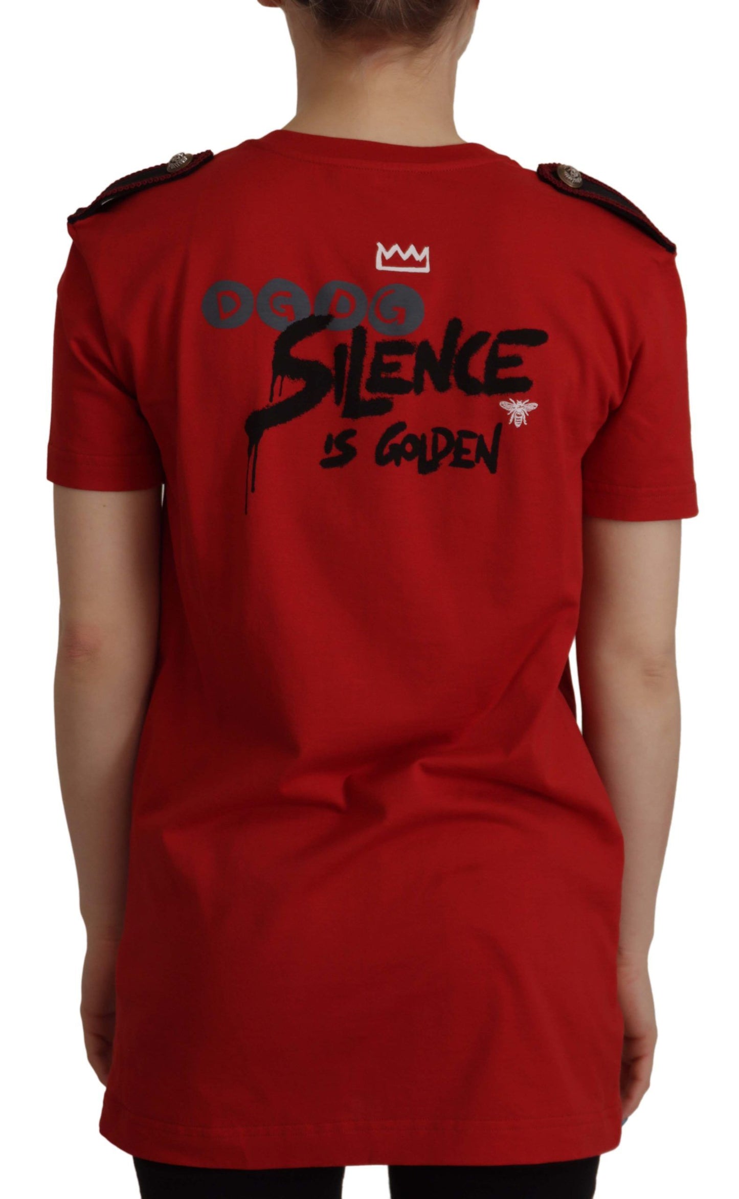 Elegantes rotes Baumwoll-T-Shirt mit Rundhalsausschnitt