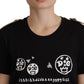 Schickes schwarzes Logo-Baumwoll-T-Shirt für Damen
