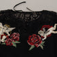 Maglione cardigan con angelo ricamato