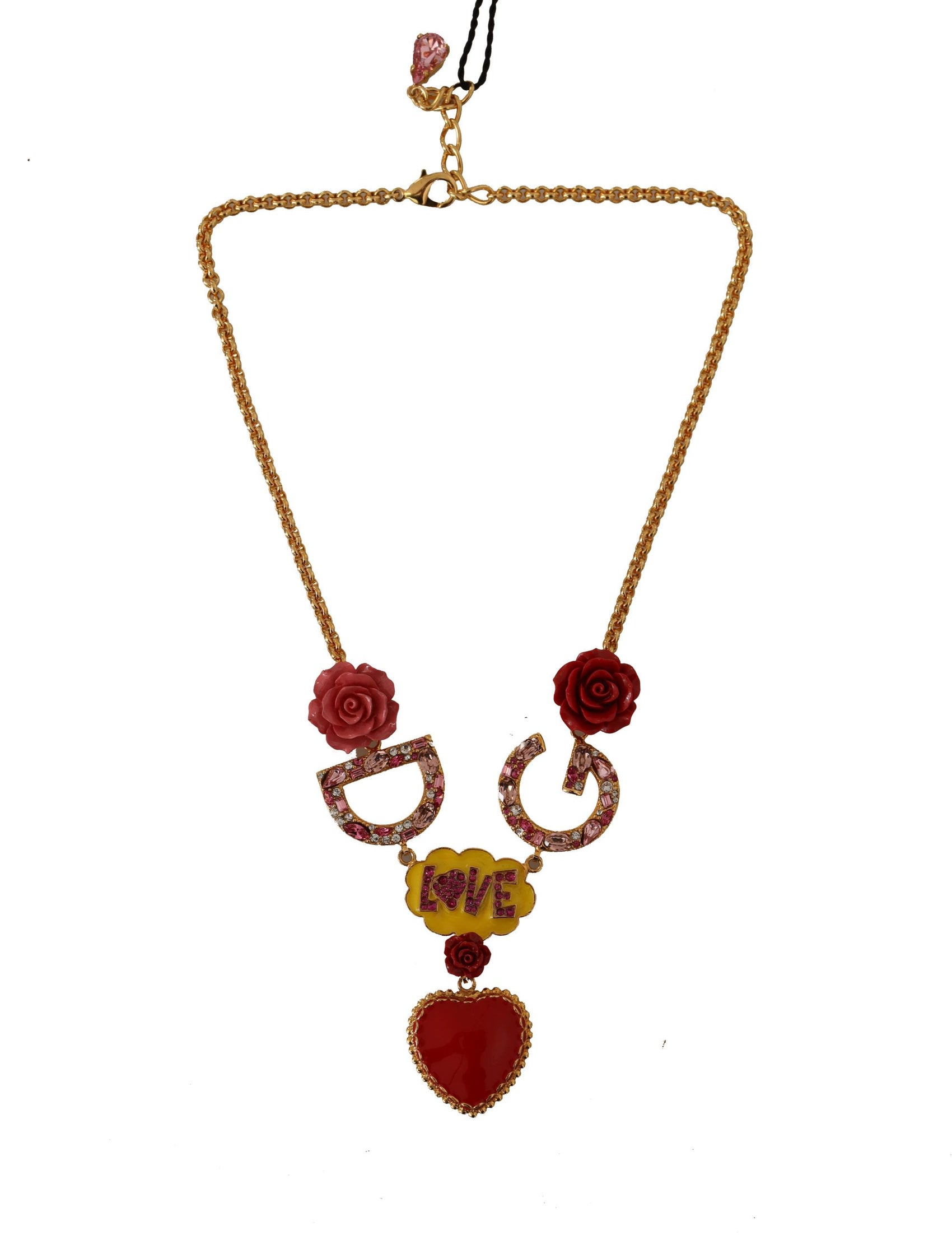 Collana con ciondolo in cristallo dorato glamour