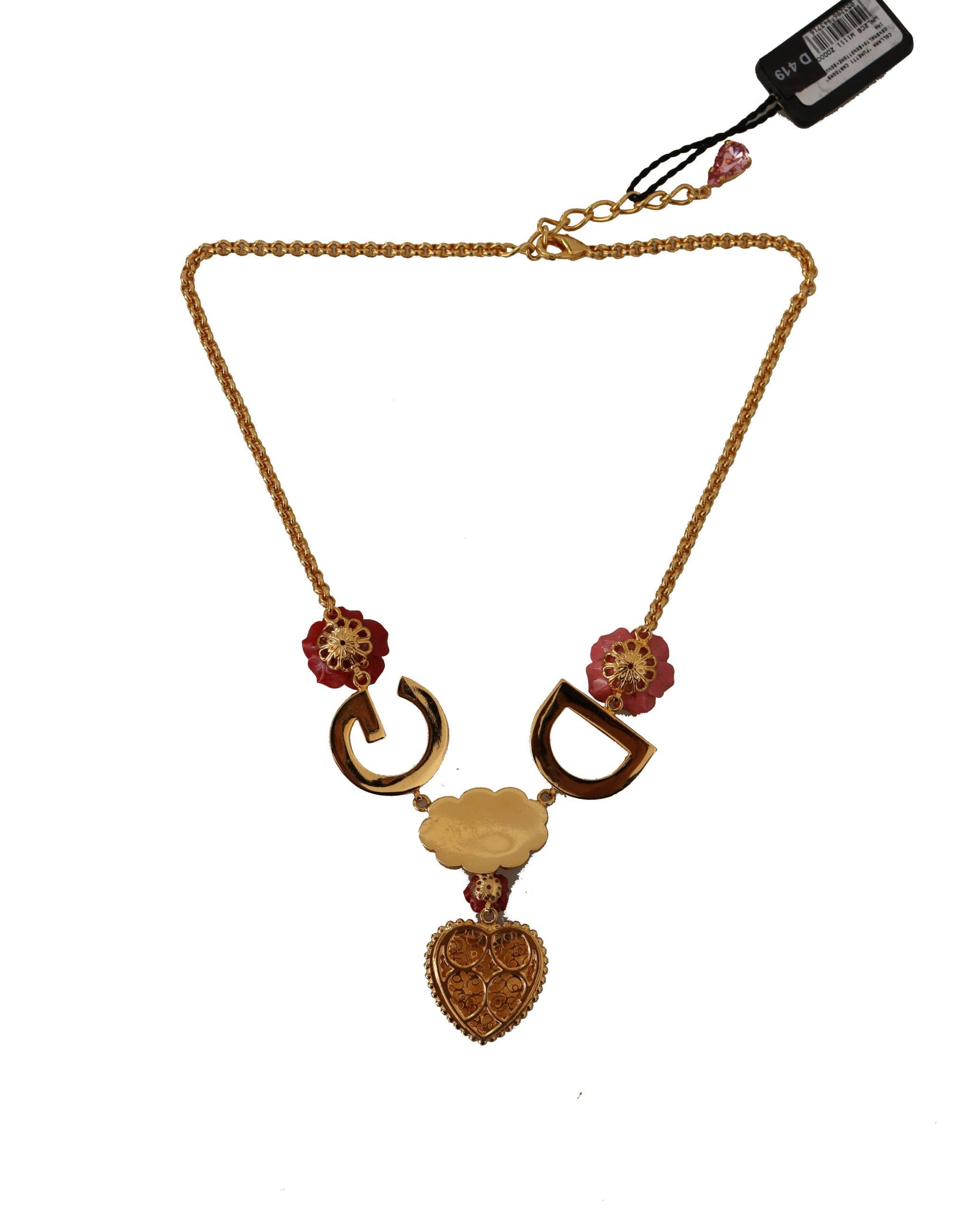 Collana con ciondolo in cristallo dorato glamour