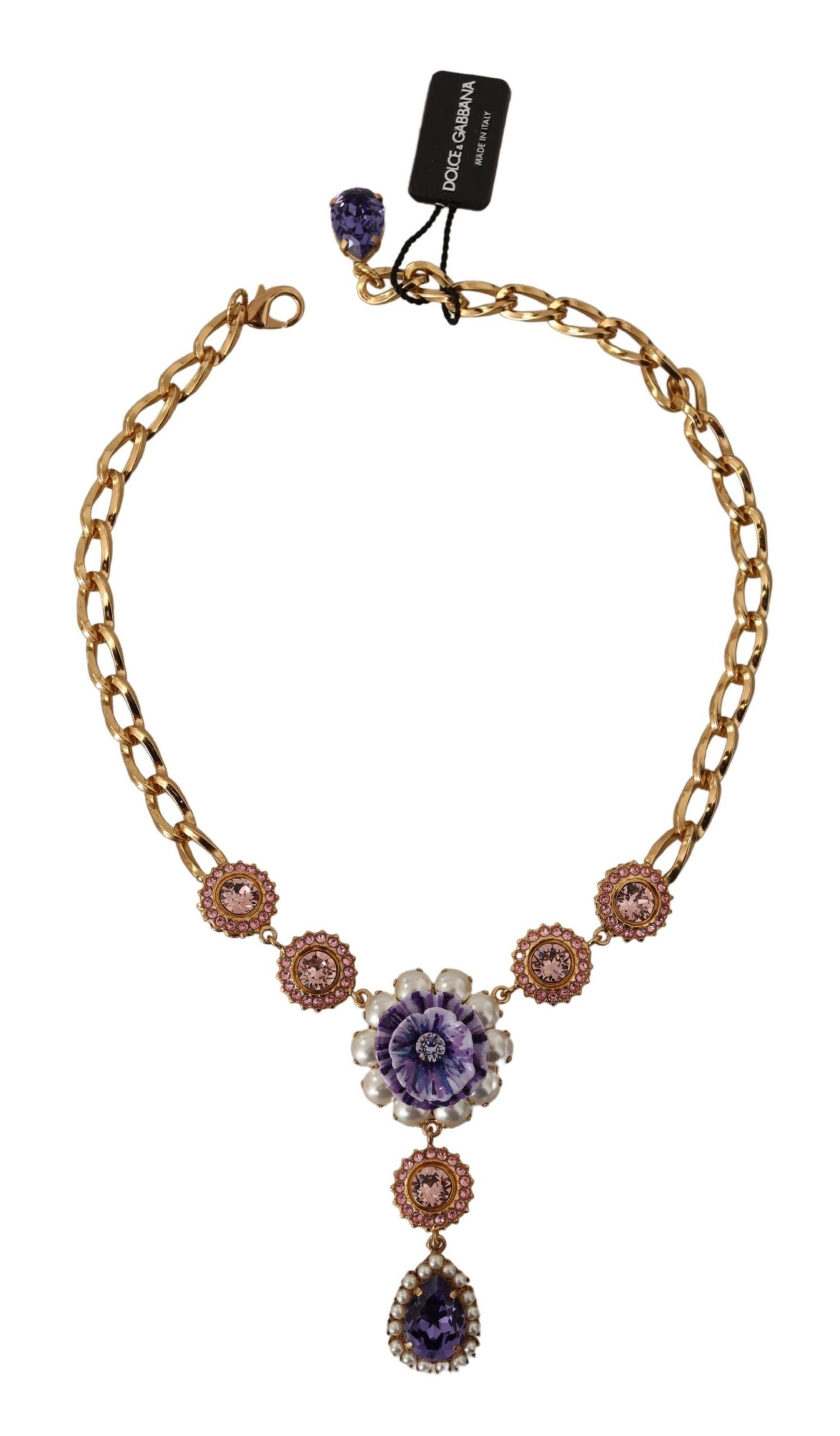 Elegante collana con cristalli floreali