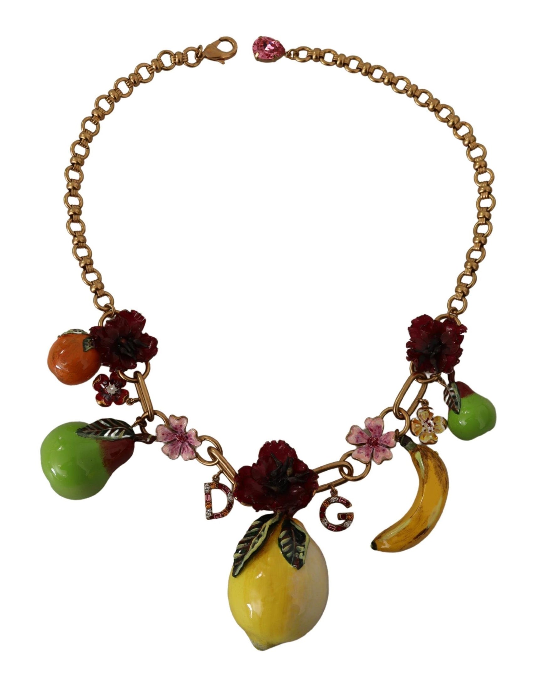 Collana chic in oro con frutta siciliana