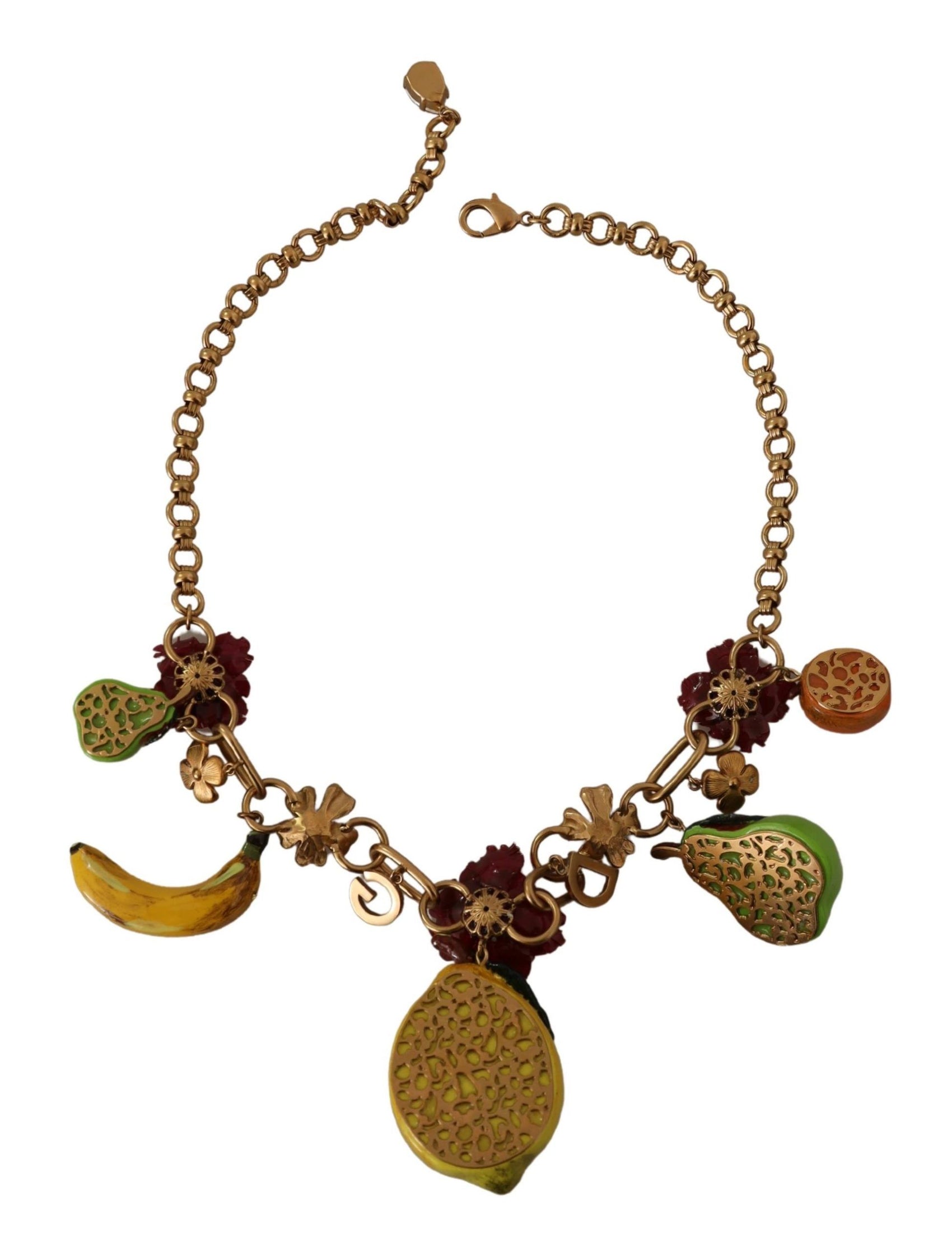 Collana chic in oro con frutta siciliana