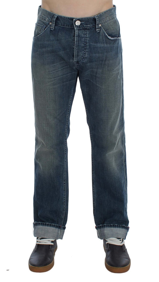 Elegante denim blu lavaggio vestibilità regolare