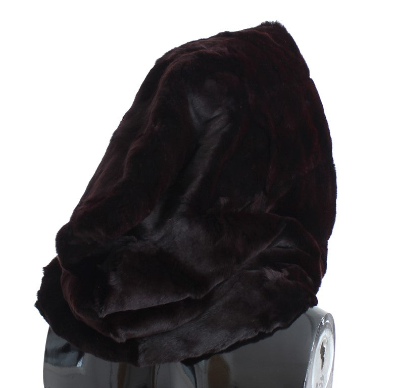 Exclusive Purple Weasel Fur Hooded Scarf