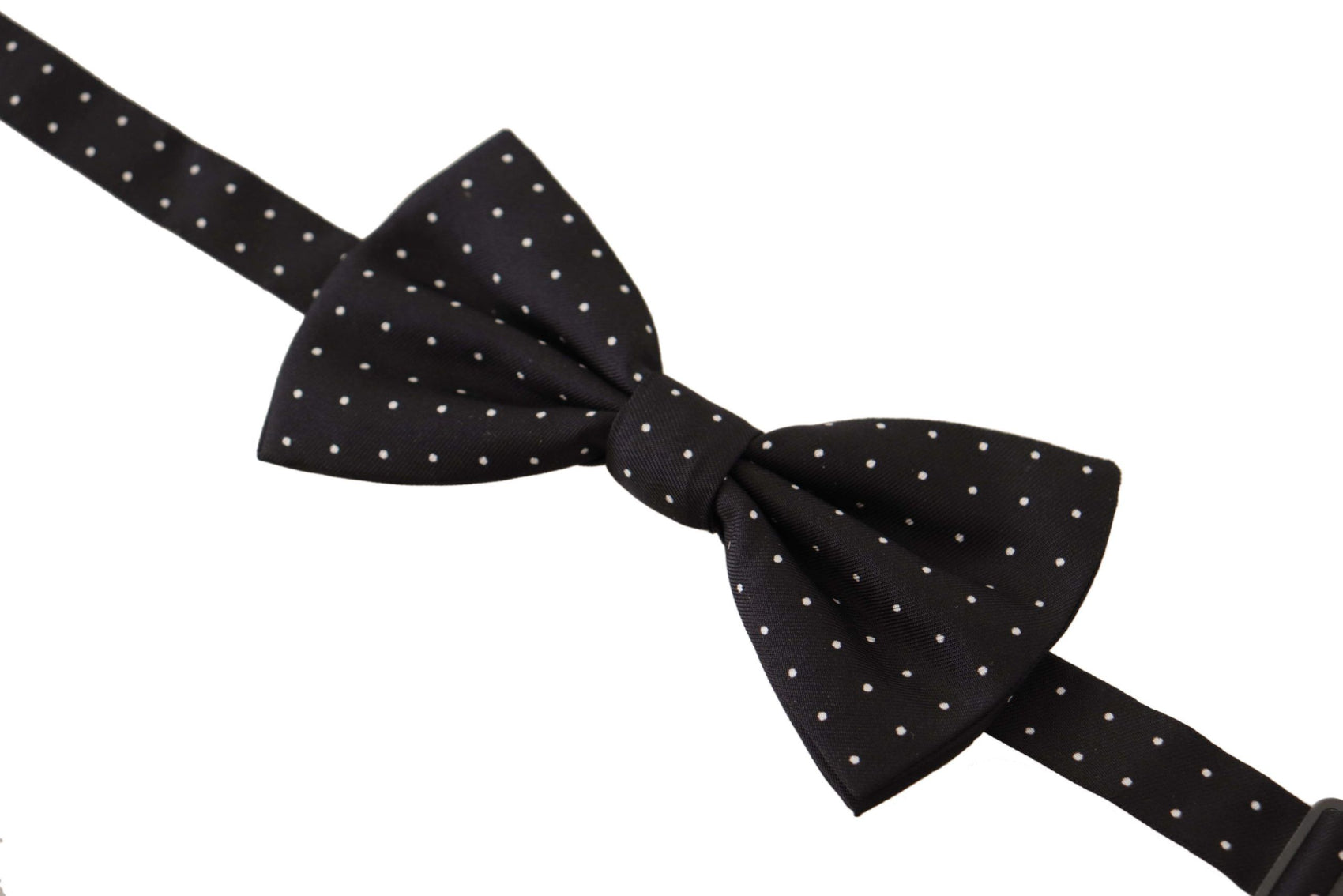 Elegante papillon in seta a pois neri
