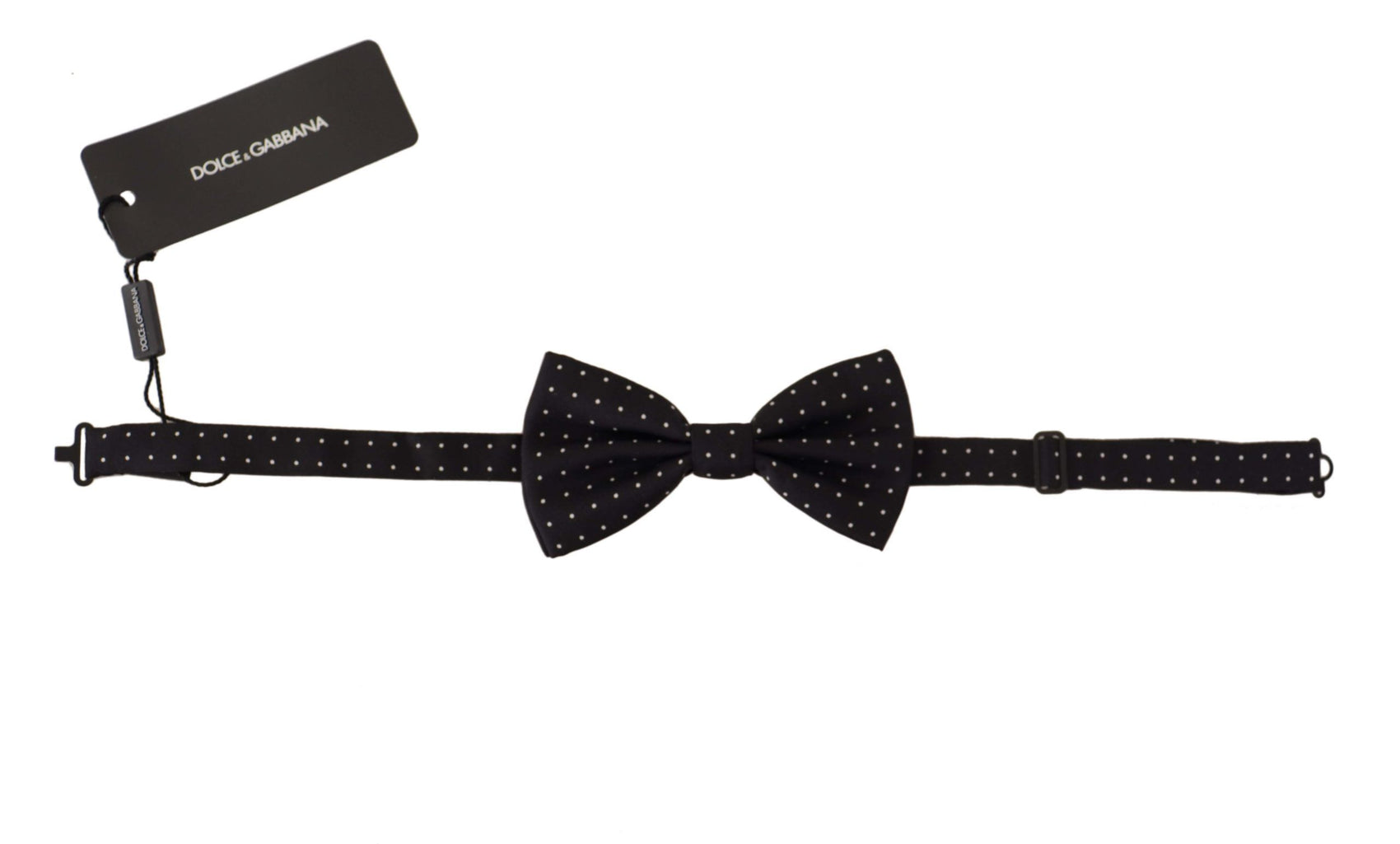 Elegante papillon in seta a pois neri