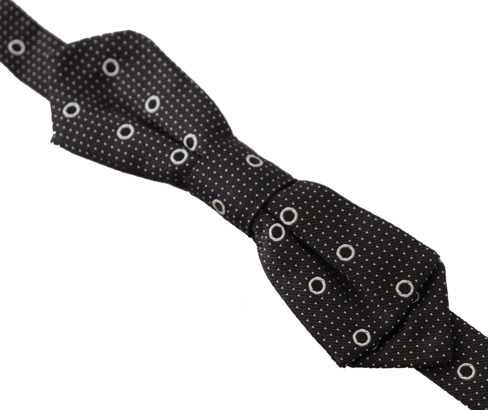 Papillon in seta a pois in bianco e nero