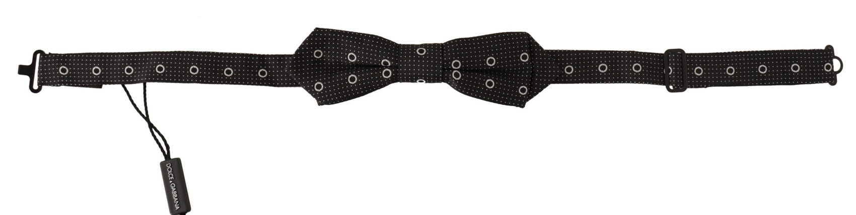 Papillon in seta a pois in bianco e nero