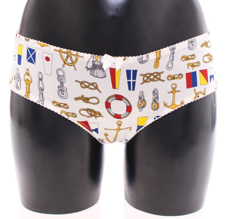 Elegantes weißes Dessous-Set mit Matrosen-Print