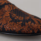 Dolce & Gabbana Blue Rust Floral Slippers Loafers Shoes