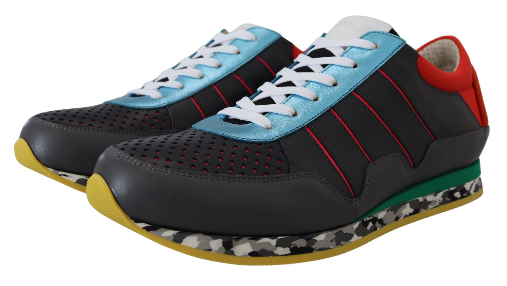 Mehrfarbige Low-Top-Sneaker aus Ledermischung