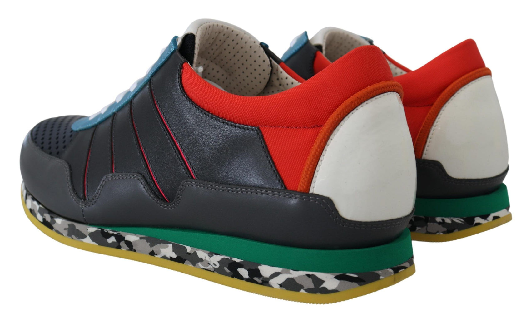 Mehrfarbige Low-Top-Sneaker aus Ledermischung