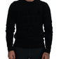 Eleganter schwarzer Wollpullover mit Logo