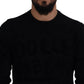 Eleganter schwarzer Wollpullover mit Logo