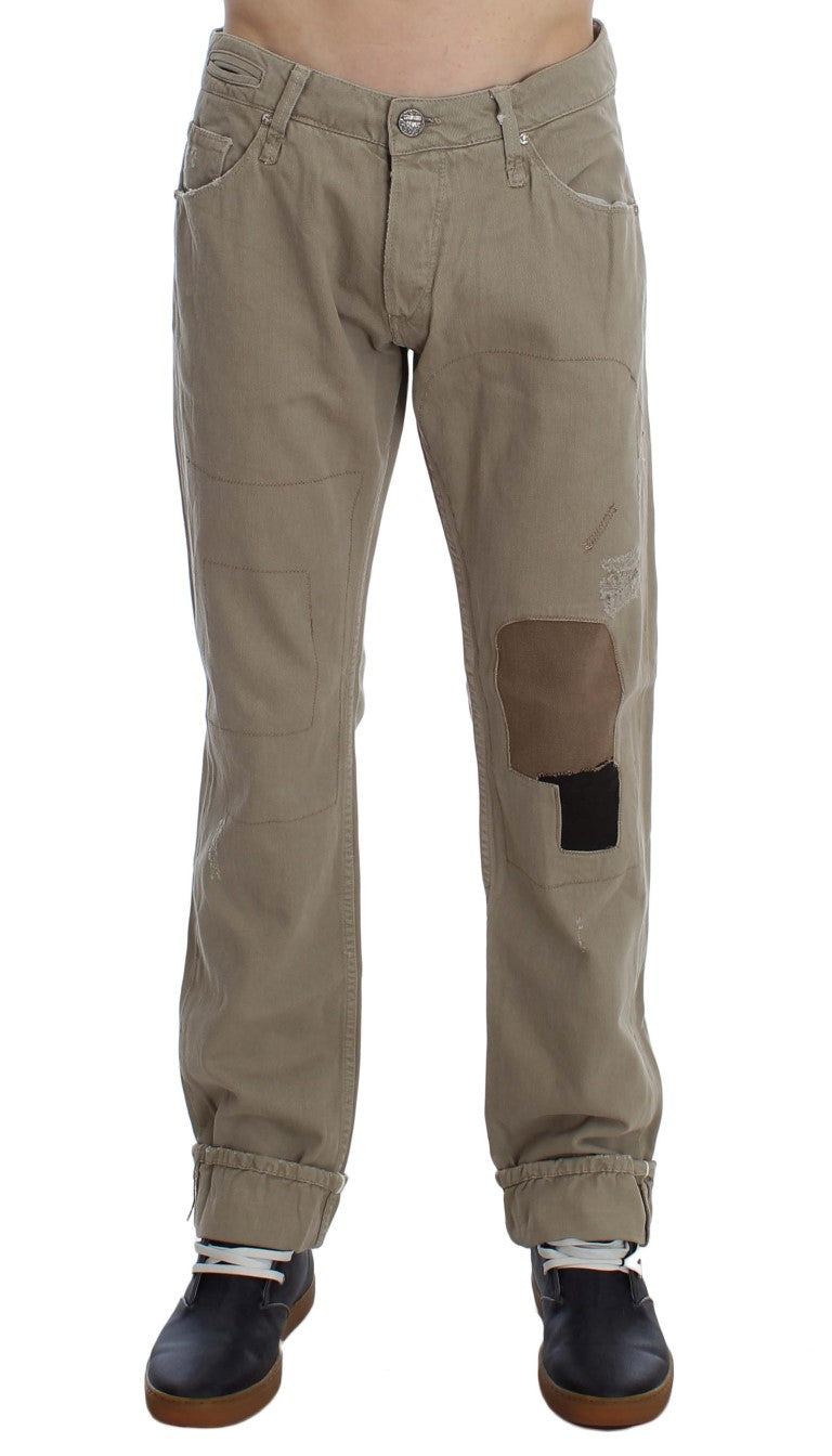 Jeans in cotone beige dritto da uomo