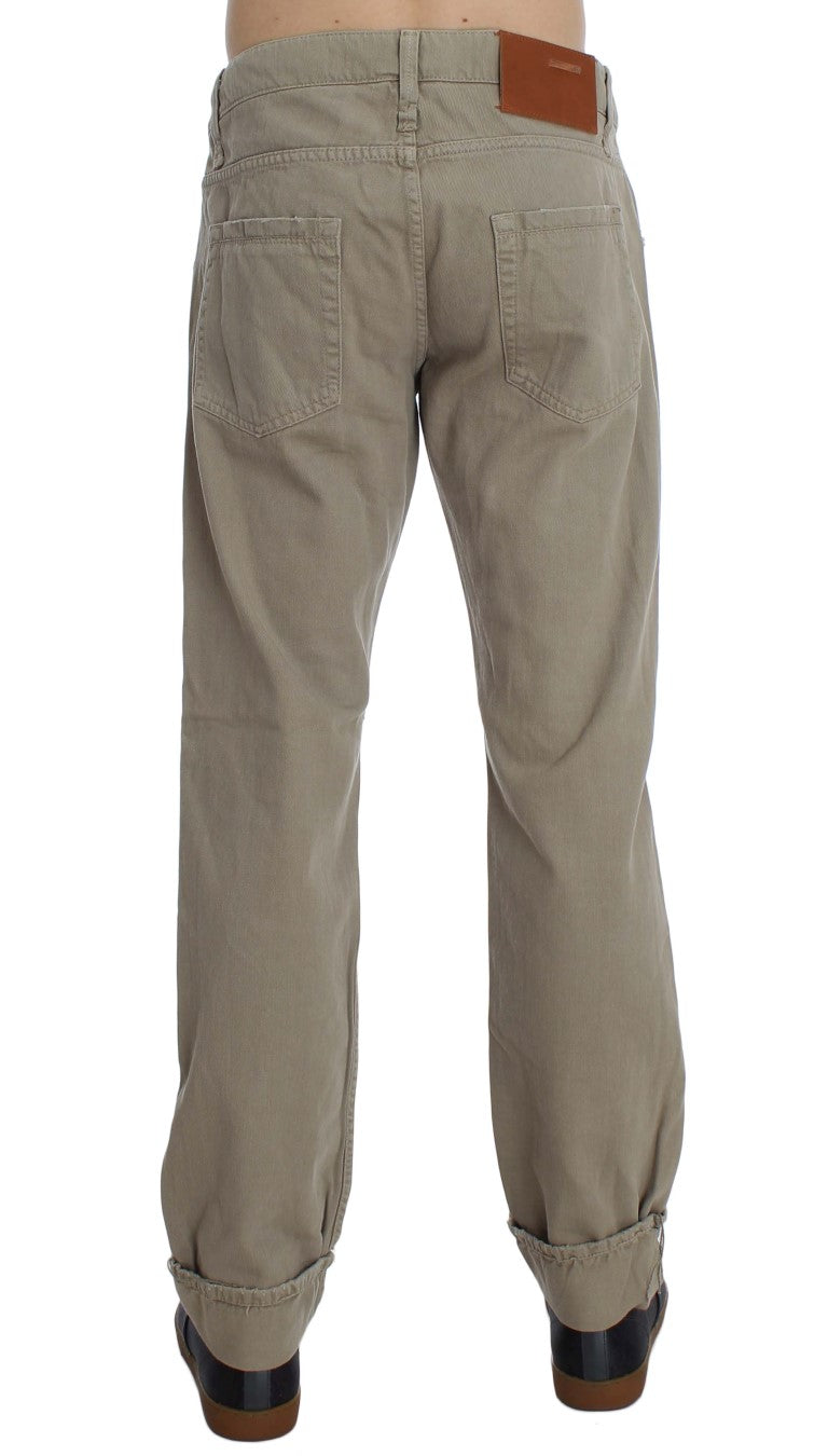 Jeans in cotone beige dritto da uomo