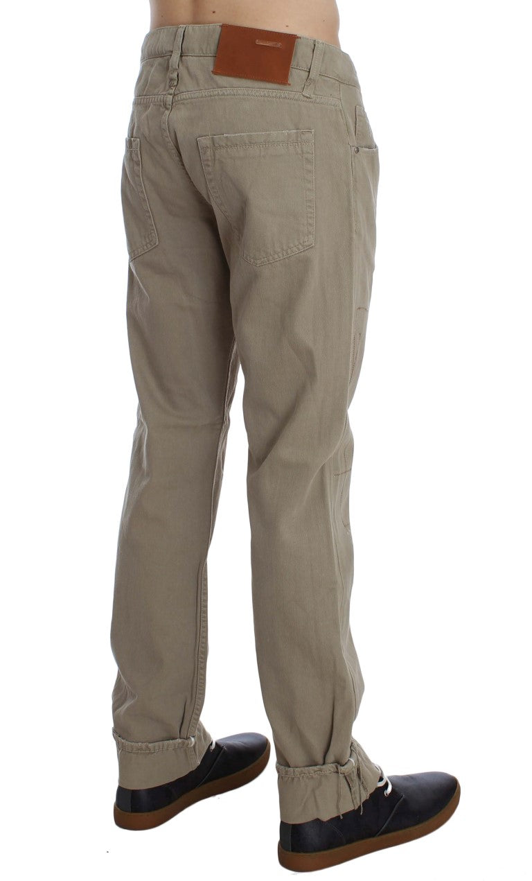 Jeans in cotone beige dritto da uomo