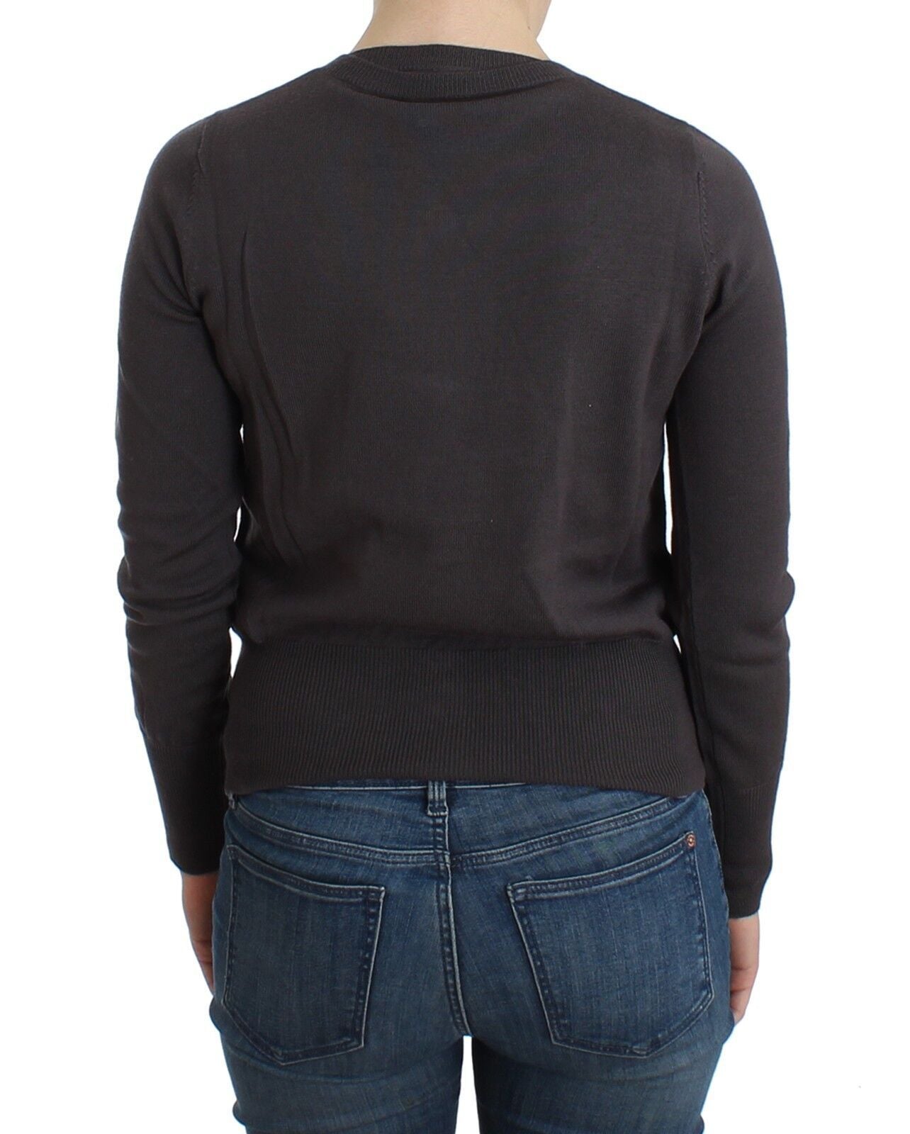 Eleganter lila Wollcardigan mit Pailletten